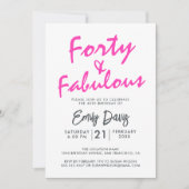 Helder Roze Veertig Fabulous | 40e verjaardag Kaart (Voorkant)