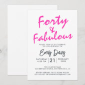 Helder Roze Veertig Fabulous | 40e verjaardag Kaart (Voorkant / Achterkant)