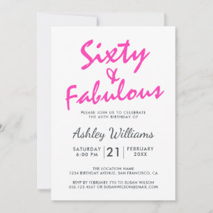 Helder Roze Veertig Fabulous   60e verjaardag Kaart