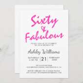 Helder Roze Veertig Fabulous | 60e verjaardagsfees Kaart (Voorkant / Achterkant)
