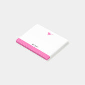 Helder Roze Vogel & Rand op Wit met Naam Post-it® Notes (Schuin)