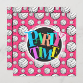 Helder roze volleybalpatroon kaart (Voorkant / Achterkant)