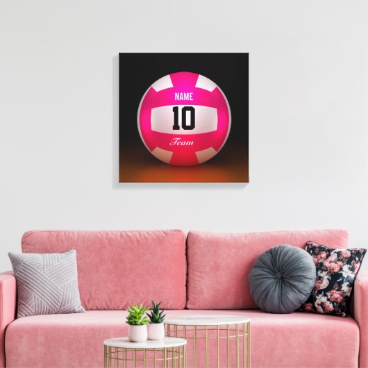 Helder roze volleybalteam canvas afdruk (Insitu (Woonkamer))