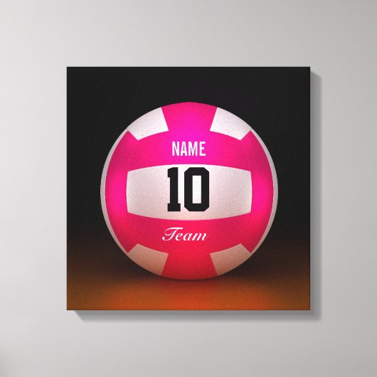 Helder roze volleybalteam canvas afdruk (Voorkant)