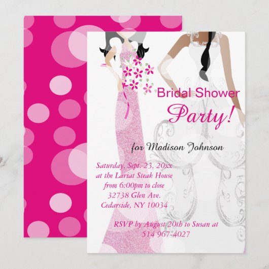 Helder  Roze Vrijgezellenfeest Kaart (Voorkant / Achterkant)