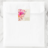 Helder Roze Waterverf Bloem Bruidsdouche Custom Vierkante Sticker (Tas)