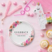 Helder Roze Waterverf Bloemen Afstudeerfeest Papieren Bordje (Feest)