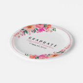 Helder Roze Waterverf Bloemen Afstudeerfeest Papieren Bordje (Gekanteld)