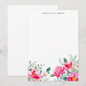 Helder Roze Waterverf Bloemen Bruidsdouche Custom Bedankkaart (Voorkant / Achterkant)