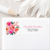 Helder roze Waterverf bloemenboeket Elegant Etiket (Insitu)