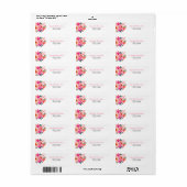 Helder roze Waterverf bloemenboeket Elegant Etiket (Full Sheet)