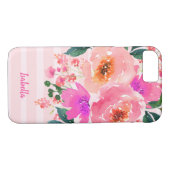 Helder Roze Waterverf Bloemenpatroon Schattige Case-Mate iPhone Case (Achterkant (Horizontaal))
