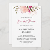 Helder Roze Waterverf Bloementuin Vrijgezellenfees Kaart (Voorkant / Achterkant)