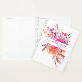 Helder roze waterverf bloemstuk gepersonaliseerd   planner (Display)