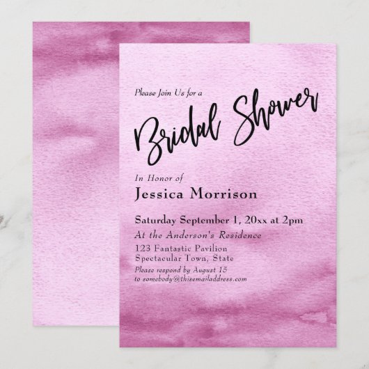 Helder Roze Waterverf Ombre Vrijgezellenfeest Kaart (Voorkant / Achterkant)