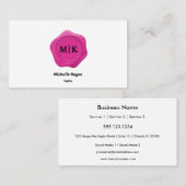 Helder Roze Wax Seal op Zwart & Wit Visitekaartje (Voorkant / Achterkant)