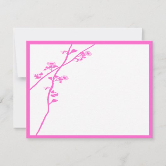 Helder Roze Wild Flower Branch Bruiloft RSVP (Voorkant)