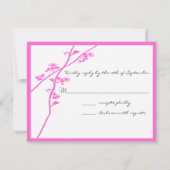 Helder Roze Wild Flower Branch Bruiloft RSVP (Achterkant)