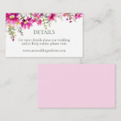 Helder roze Wildbloemen trouwdetails Website Informatiekaartje (Voorkant / Achterkant)
