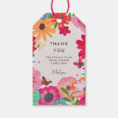 Helder Roze Wilde Bloem Bruiloft Dank Je Cadeaulabel (Voorkant)