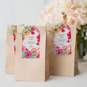 Helder Roze Wilde Bloem Bruiloft Dank Je Cadeaulabel