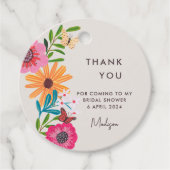 Helder Roze Wilde Bloem Bruiloft Dank Je Wel Bedankjes Labels (Voorkant)