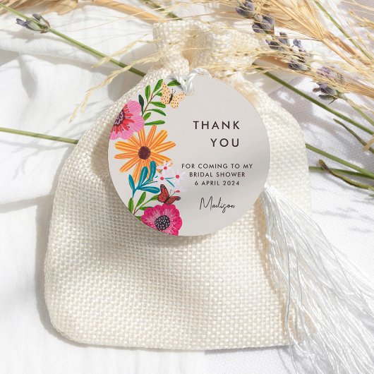 Helder Roze Wilde Bloem Bruiloft Thank You Bedankjes Labels