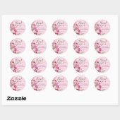 Helder Roze Wilde Bloemen Bloemenschrift Bedankt Ronde Sticker (Vel)