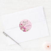 Helder Roze Wilde Bloemen Bloemenschrift Bedankt Ronde Sticker (Envelop)