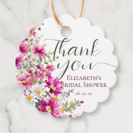 Helder Roze Wilde Bloemen Florale Boho Bruiloft Bedankjes Labels