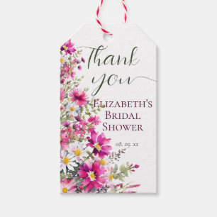 Helder Roze Wilde Bloemen Florale Boho Bruiloft Fe Cadeaulabel