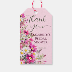 Helder Roze Wilde Bloemen Florale Boho Bruiloft Fe Cadeaulabel