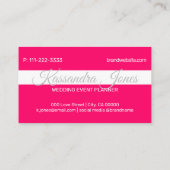 Helder Roze Wit Girly Hart Kalligrafie Monogram Visitekaartje (Achterkant)