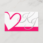 Helder Roze Wit Girly Hart Kalligrafie Monogram Visitekaartje (Voorkant)