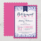 Helder roze, wit, marine blauw pensioen partij kaart (Voorkant / Achterkant)