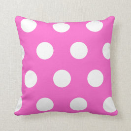 Helder Roze wit polka dot patroon Kussen
