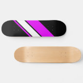 Helder roze wit Racing Stripes zwarte achtergrond Persoonlijk Skateboard (Horizontaal)