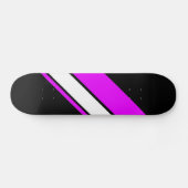 Helder roze wit Racing Stripes zwarte achtergrond Persoonlijk Skateboard (Horizontaal)