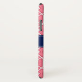Helder roze witte Lattice-patroon Navy Monogram Case-Mate iPhone Case (Achterkant / rechts)