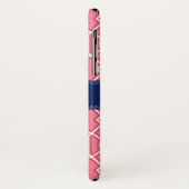 Helder roze witte Lattice-patroon Navy Monogram Case-Mate iPhone Case (Achterkant/links)