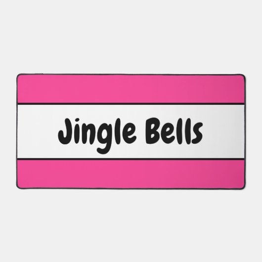 Helder roze witte strepen Retro Jingle Bells Tekst Bureaumat (Voorkant)