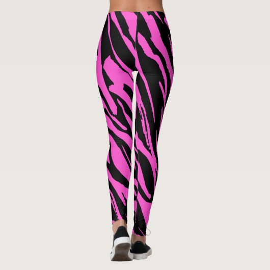 Helder Roze Zebra Wild Dierenpatroon Leggings (Achterkant)
