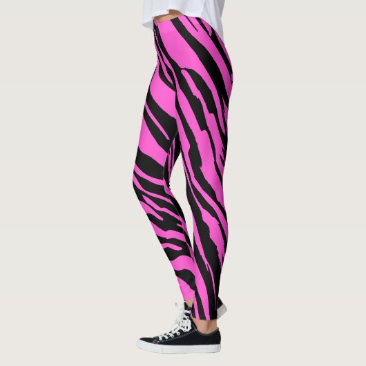 Helder Roze Zebra Wild Dierenpatroon Leggings (Links)