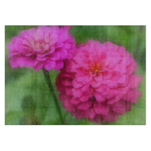 Helder Roze Zinnia Bloemen Snijplank (Voorkant)