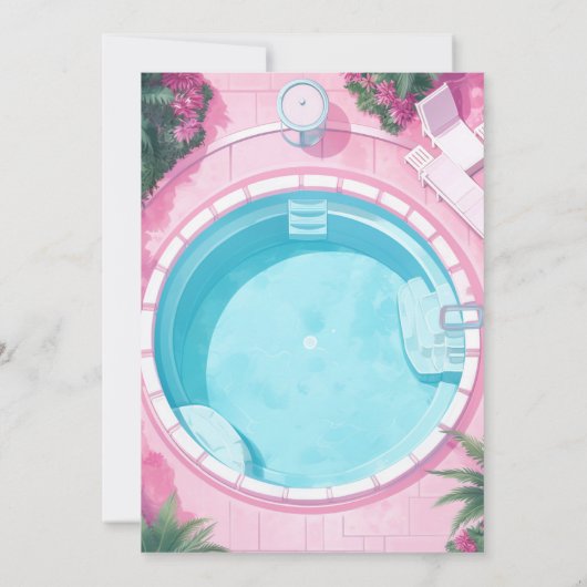 Helder Roze Zwembad Party Girly Sweet 16 Zestien Kaart (Achterkant)