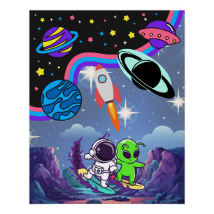 Helder Ruimte Avontuur Kinderen Muurkunst Perfect Poster