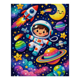 Helder Ruimte Avontuur Kinderen Muurkunst Perfect Poster