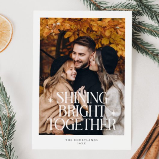 Helder samen schijnen Foto Wit Feestdagenkaart