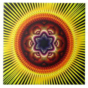 Helder schitterende psychedelische ornament tegeltje