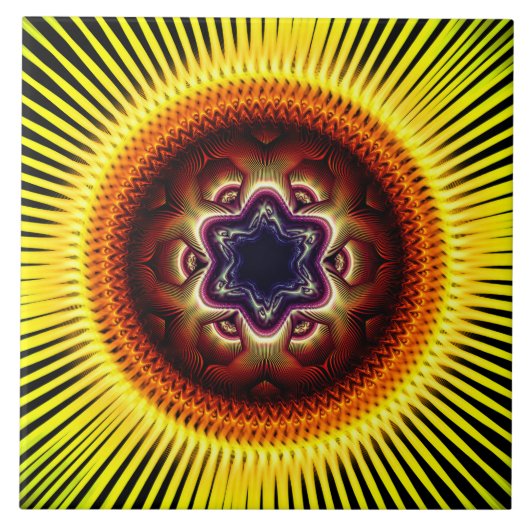 Helder schitterende psychedelische ornament tegeltje (Voorkant)